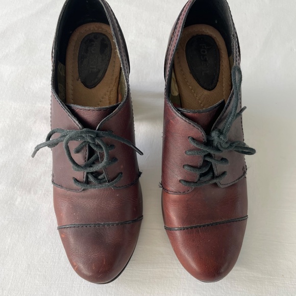 FOSSIL Dark Brown Oxford Lace Up Leather Booties EXC Sz 8 - Picture 9 of 14